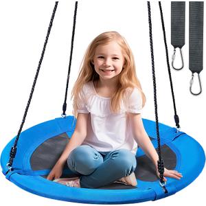TURFEE 40 inch Saucer Tree Swing 900Lb Weight Capacity, Waterproof Swing Seat for Kids Outdoor with Hanging Straps Playground Outdoor Backyard(Blue)