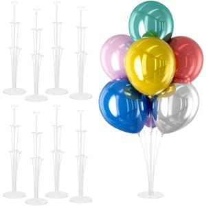 8 Set Balloon Stand Kit - Table Stands With Base, Easy Assembly Sticks, Reusable Holders for Baby Showers, Weddings, Birthdays, Party Decorations