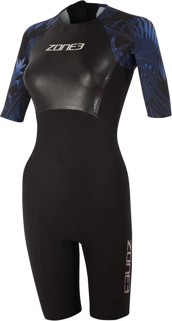 ZONE3 Women's Shortsleeve Swimskin (Medium, Black/Blue) ZONE3 Women's Shortsleeve Swimskin (Medium, Black/Blue)