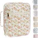 Bible Cover for Women, Large Quilted Case with Handle, Durable Bag and Carrying Case for Girls, Study Supplies Accessories, Christian Gift for Women (Siamese Rose, Large)