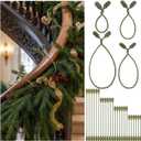 24 Pcs Christmas Garland Tie 4 Size Banister Twisted Ties Decorative Reusable and Flexible Twist Ties for Hang Garland, Lights, and Xmas Holiday Decorations(Olive Green)