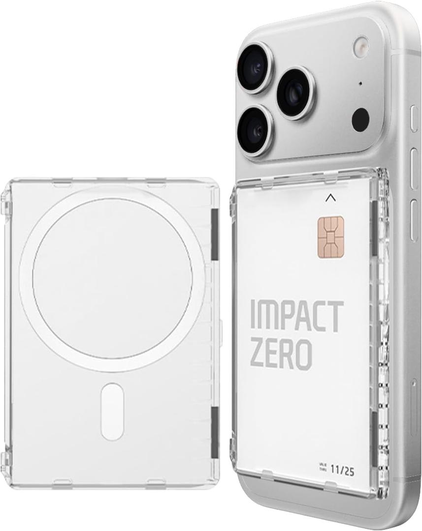 Miimall Magnetic Wallet for iPhone 17/16/15/14 Series, [2-Card] Mag Safe Card Holder Secure Flip Cover, Minimalist Hard PC Durable Pixelsnap Magnet Phone Wallet for Pixel 10 Pro/XL/Fold Crystal Clear