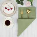 Solid Color Cotton Blended Dinner Cloth Napkins - Set of 12 (17 x 17 inches) - for Events & Home Use (Olive Green)