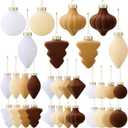 Syhood 40 Pcs Velvet Christmas Ornaments Set 3.15'' Flocked Christmas Tree Ball Ornaments Bulk Shatterproof Plastic Assorted Xmas Tree Decorations Cream Velvet Ball for Holiday Decor(Beige)