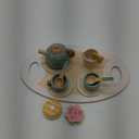 Wooden Tea Party Set for Little Girls Toys, Pretend Play Kids Tea Set for Toddlers Wood Toys, Wooden Play Food Kitchen Accessories Sets for Kid