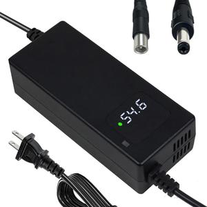 54.6V 2A Battery Charger 48V Charger Power Supply Adapter for 48v Li-ion Battery Pack, HD Display of Current Charging Voltage, Multiple Security Protection and Smart Shut-Off Charging