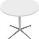 White Dining Table Round Small Office Table Conference Table Coffee Meeting Table w/Stainless Steel X-Shaped Pedestal for Office Boardroom Kitchen Living Room 31.5 inch