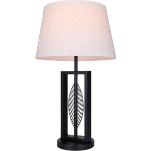 Canarm Willow 1 Light Table Lamp with Matte Black Finish and Natural Cream Shade