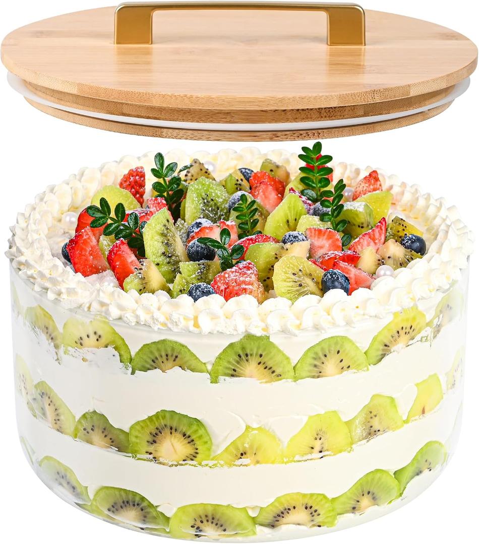 Glass Trifle Bowl with Airtight Lid, 155oz Large Salad Bowl, Glass Serving Bowl for Popcorn, Cake, Salad, Fruit, Baking, Dessert and Party Diy, BPA Free, Oven, Dishwasher Safe (9 INCH)