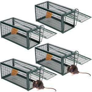 Qualirey 4 Pcs Rat Trap Live Animal Cage for Squirrel Chipmunk Mouse, Green, 18.5"L x 11.22"W x 4.92"H