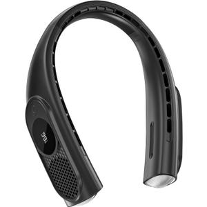 JIAGE Neck Fan, Bladeless Wearable Hands-Free Portable Fan, 5200mAh Rechargeable, 360° Cooling with 3 Speeds, Ultra-Quiet Personal Fan LED Display, Idea for Home, Office, Travel, Sports- Black