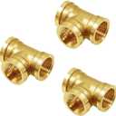 Joywayus 3PCS Brass Pipe Fittings 3/4" to 3/4" to 3/4" NPS Female Forged Tee Pipe Tube Fittings