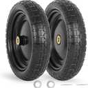 13" Flat-free Solid Tire and Wheel, with 5/8" Axle Bore Hole, 2.2" Offset Hub, Replacement 4.00-6 Wheelbarrow tire, Compatible with Garden Wagon Trolley Dolly, 2 Pack