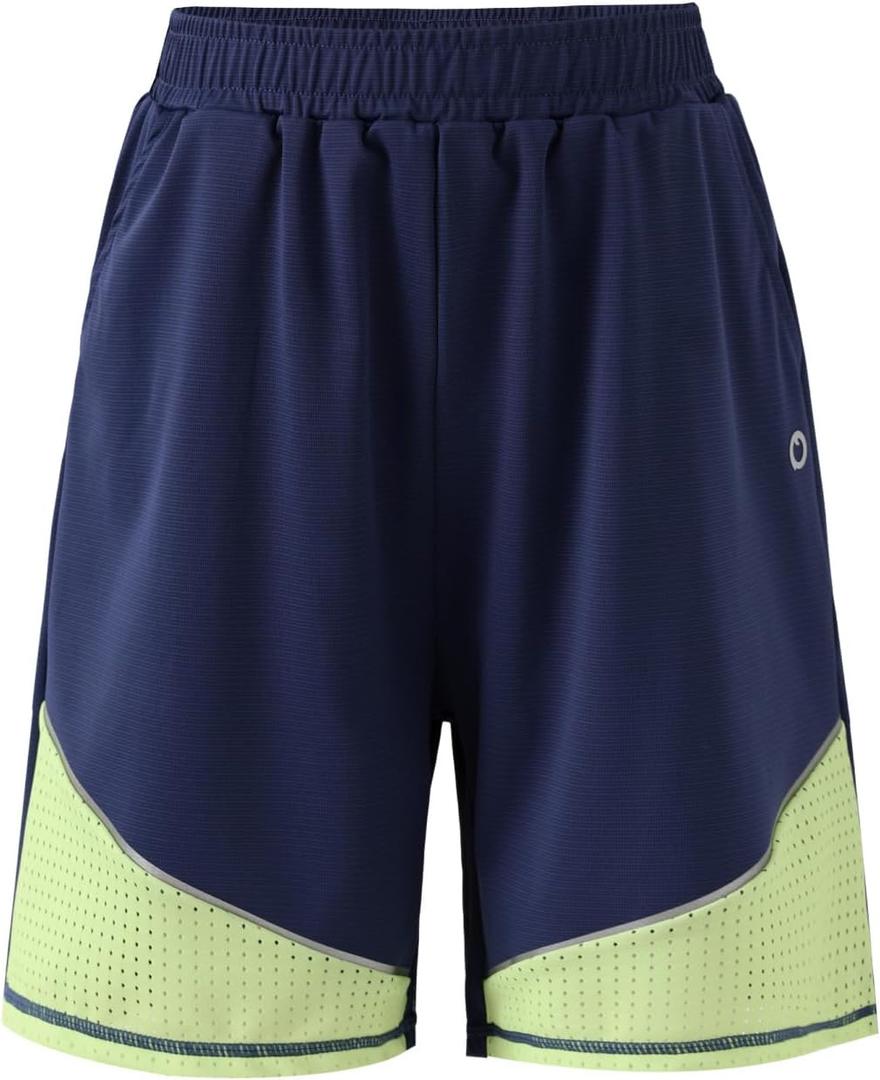 PATPAT Boys Shorts with Pockets, Quick-Dry Breathable Shorts for Running Soccer Basketball, Sports Team Uniform for Kids Teen (11-12 Years, Motion Navy Air)