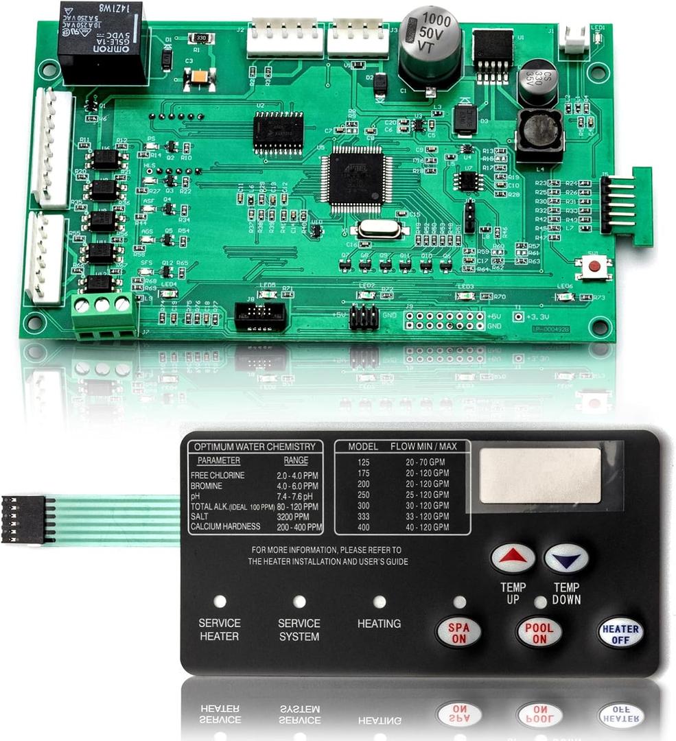 42002-0007S Pool Heater Control Board kit With 472610Z Switch Membrane Pad Compatible With Mastertemp Sta-Rite Max-E-Therm NA and LP Series Pool/Spa Heater Electrical Systems # 461105