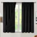 BGment Black Blackout Curtains for Bedroom 2 Panels, Rod Pocket Bedroom Curtains Double Layer 100% Room Darkening Thermal Insulated Window Curtains with Black Liner, Each 52 x 45 Inch