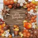 154pcs Fall Thanksgiving Balloon Arch Kit, Burnt Orange Brown Sand White Metallic Gold Pumpkin Foil Balloons for Fall Thanksgiving Little Pumpkin Baby Shower Birthday Party Decorations