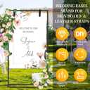 Wedding Welcome Sign Stand, 57x31x15"Easel Stand for Sign with Leather Straps, Flower Vine, Vow Card, Welcome to Our Wedding Sign Stand Holder, Heavy Duty Floor Stand Easel for Wedding Birthday Party (Black)