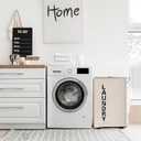 92L Large Laundry Hamper with Leather Handle,Standable Laundry Basket with Wheels ,Large Hamper,Rolling Laundry Basket White (Super Large 27.5", Beige/XXL)