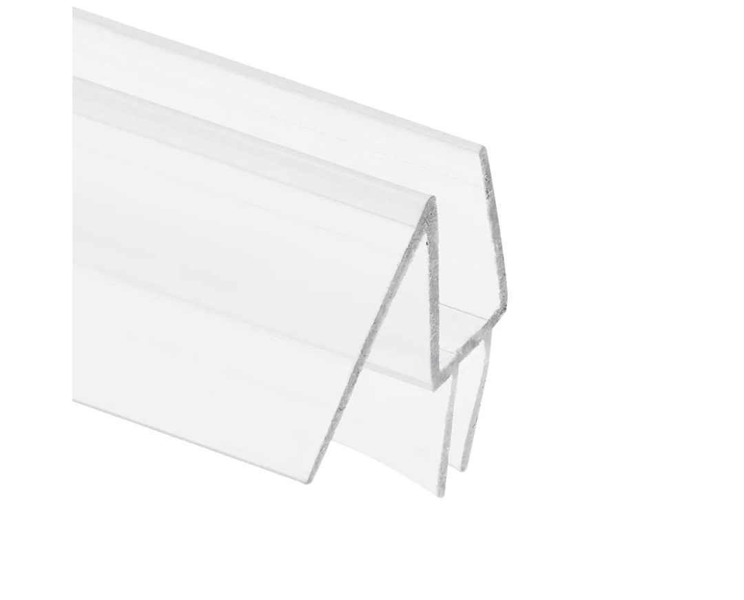 Prime-Line M 6256 Frameless Shower Door Bottom Seal for 1/4 in. Thick Glass Doors, Dual Flap and 45 Degree Drip Guard, 36 in., Clear Vinyl (Single Pack