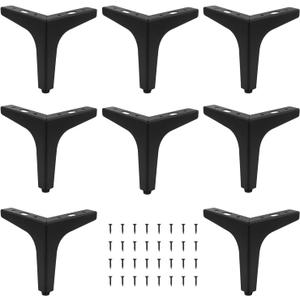 8 PCS 6 Inch Furniture Legs, Black Metal Triangle Furniture Feet, Replacement Sofa Legs Suitable for Sofa, Coffee Table, Cabinet, Cupboard, Chair, End Table