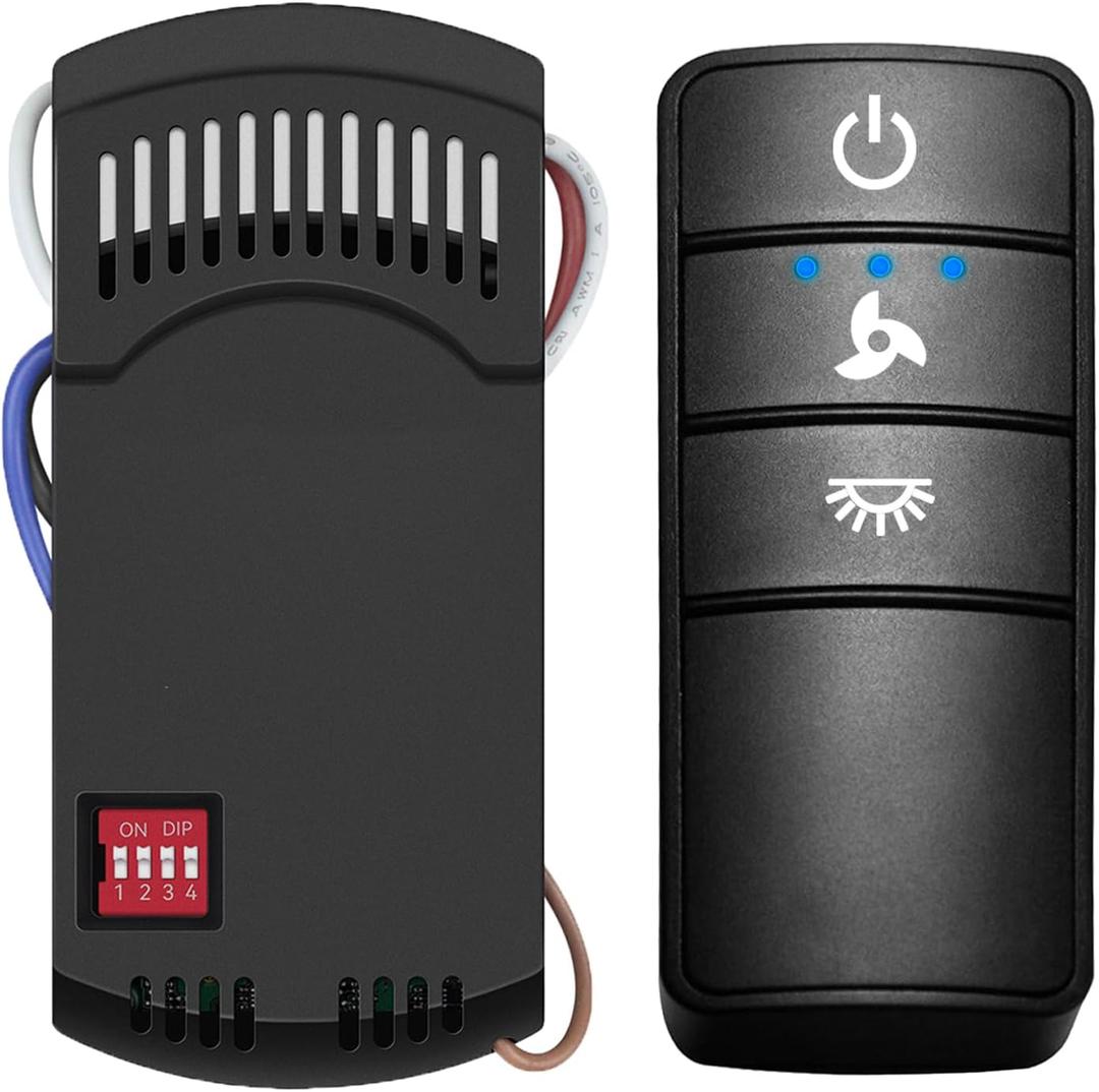 Hampton Bay Ceiling Fan Remote Control Kit, Universal Fan Remote with Light Dimmer, Works 3-Speed AC Ceiling Fans Hampton Bay Ceiling Fan Remote Control Kit, Universal Fan Remote with Light Dimmer, Works 3-Speed AC Ceiling Fans