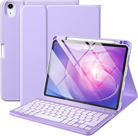 Harvopu Keyboard Case Compatible with iPad Air 11inch/Air 5th 4th Generation Case with KeyboardBacklit Detachable, Folio Cover with Pencil Holder for Air 11" M3/M2 (2025/2024), Air 5/Air 4 (Purple)