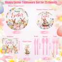 Kochorie 175 Pieces Easter Paper Plates and Napkins Disposable Colorful Eggs Easter Bunny Flower Tableware Set 7 Inch & 9 Inch Plates Napkins Cups Cutlery for Spring Holiday Party Decor, Serve 25
