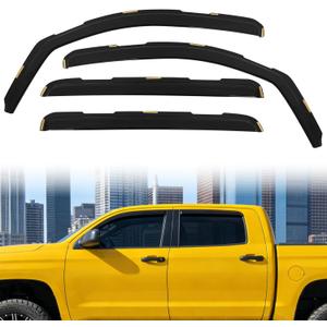 in-Channel Window Rain Guards Deflectors Fit for 2007-2021 Toyota Tundra CrewMax Cab Truck Window Visor Vent Visors Wind Deflector Accessories, 4Pcs