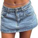 EMMIOL Skirts for Women Mid/Low Rised Sexy Mini Dress 2026 Trendy Fall Y2k Clothes Denim Skirt (Blue), XS