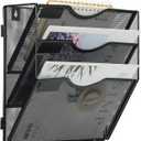 EasyPAG Wall File Holder Organizer 3 Pocket Mesh Hanging Wall Mounted Document Paper Folder Filing Magazine Rack with Nametag Label for Office Home School, Black