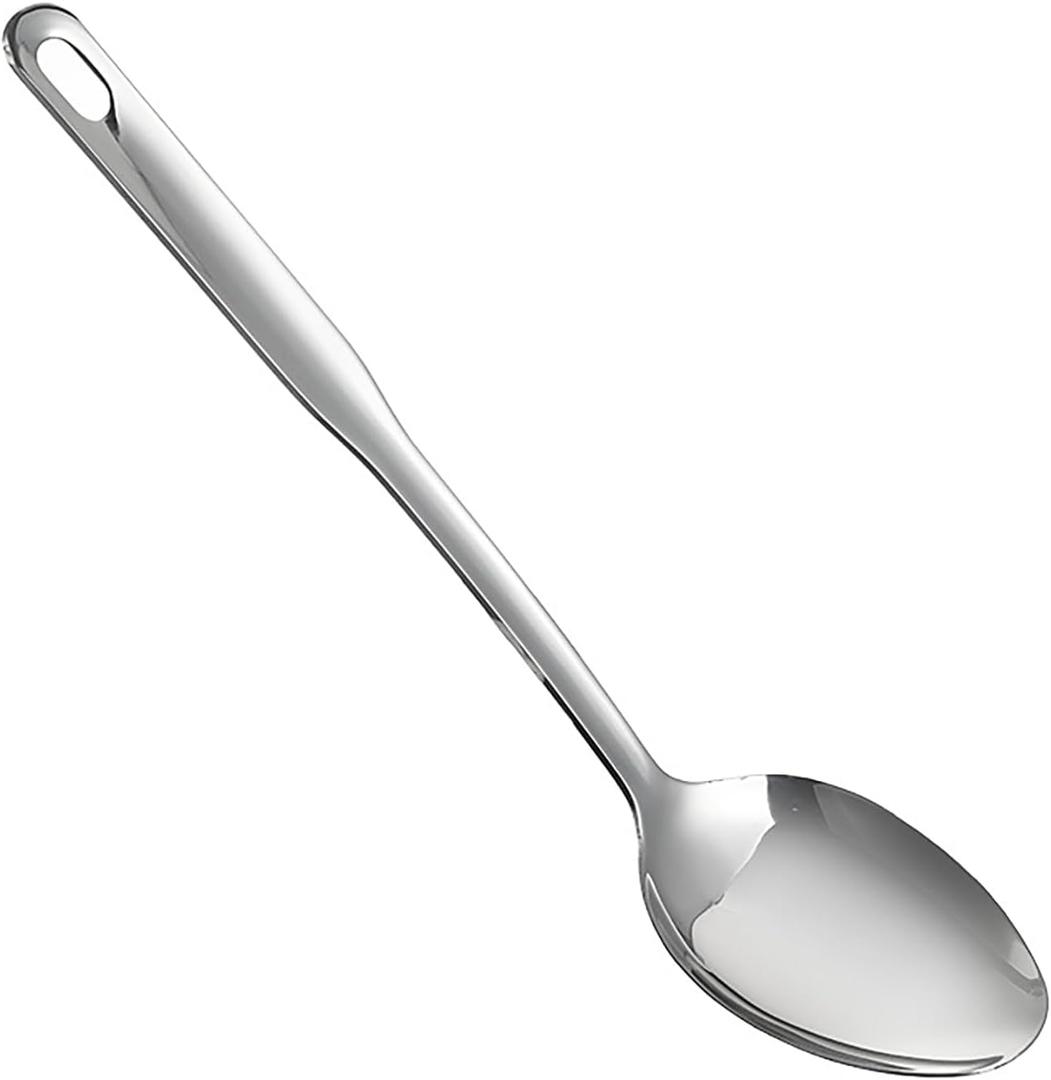 IMEEA Large Cooking Spoon SUS304 Stainless Steel Metal Serving Spoon for Mixing, 12.8-Inch