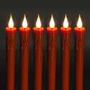 Flameless Taper Candles -10 inch 6 Pack Orange Candle Sticks with 3D Flickering Effect & 10-Key Remote, Realistic Battery Operated Candlesticks for Christmas Decor, Weddings, Halloween, Home Decor
