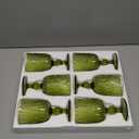 CHLJAR Vintage Wine Glasses Set of 6, 12 OZ Colored Glass Water Goblets, Embossed Floral Decorative Crystal Glass Cups Set, Dishwasher Safe, for Wedding, Party, Bars, Restaurants, Green