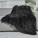 GONAAP Fuzzy Faux Fur Throw Blanket Twin Size Black Super Soft Cozy Plush Fuzzy Shaggy Blanket for Couch Sofa Bed (Black, Twin(60"x80"))