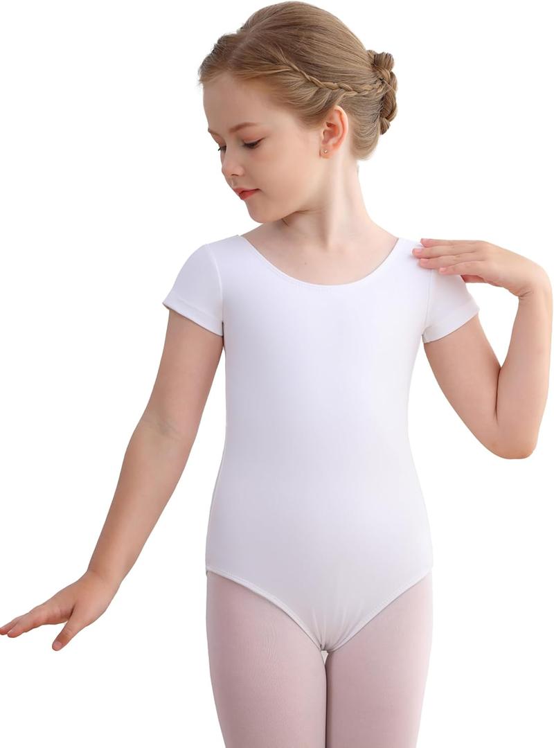 Dance Ballet Leotards Basic Short Sleeve for Girls Toddler Gymnastics Outfit Bodysuit (10-12 Years)
