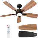 TALOYA 42 Inch Ceiling Fans with Lights Led Remote Control Low Profile Flush Mount for Bedroom Home Outdoor Patio Living Room,3 Color Temperatures, Dimmable, DC Motor, Reversible,5 Blades, Black