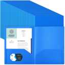 Gueevin 300 Pcs Two Pocket Folders, Heavy Duty Letter Size, Blue