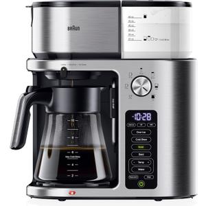 Braun MultiServe Plus 10-Cup Drip Coffee Maker - Hot & Cold Multi-Serve Brewer with Timer and Auto Start, Hot Water Dispenser, Over Ice Function, Stainless Steel & Pod-Free Design, KF9370SI
