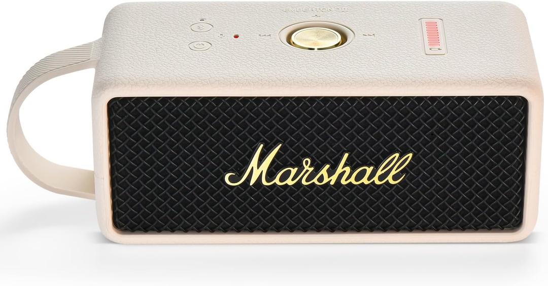 Silicone Cover Case for Marshall Emberton III Portable Bluetooth Speaker,for Marshall Emberton 3rd Travel Protective Skin Shell Carrying Bag Accessories(Cream Case)