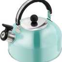 Cabilock Turquoise Whistling Tea Kettle Stainless Steel Boiling Kettle for Stovetop with Comfortable Handle 7.28 Inch for Home and Office Use