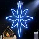 Enhon 1 Pack 16 Inch Bethlehem Star Window, Christmas Star, Nativity Lighted Outdoor, USB Powered or Battery Operated Bethlehem Christmas Neon Light for Window Bedroom Indoor Decor (Blue)
