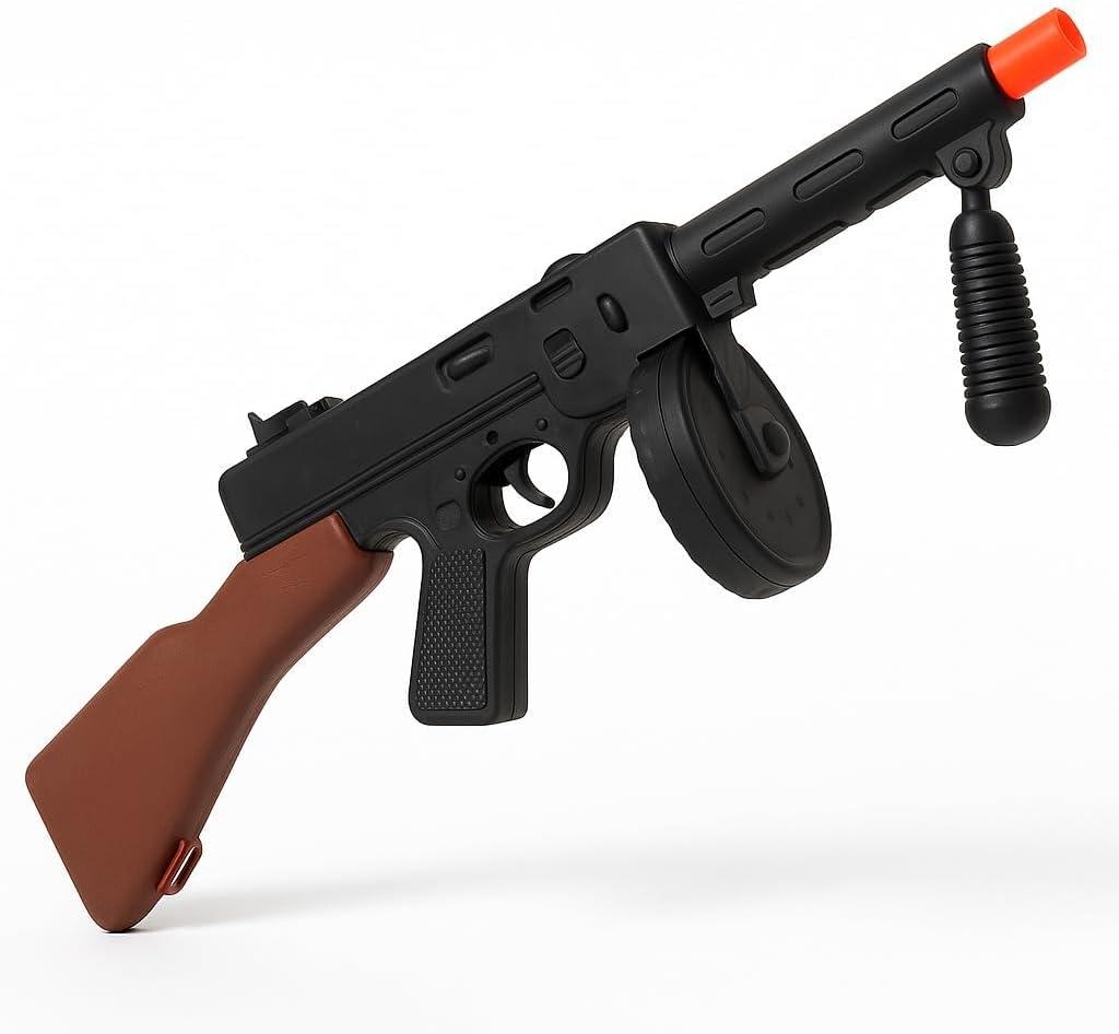 Nicky Bigs Novelties Adult Gangster Machine Gun Costume Prop 19.5 Black Plastic Replica Toy with Authentic RataTatTat Sound Effects Lightweight Accessory