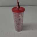 Silver Buffalo Sanrio My Melody Pink Strawberry Pattern Plastic Cold Cup with Lid and Topper Straw 24 Ounces