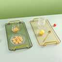 Acrylic Serving Tray with Handles - Multi-Use Plastic Tray for Party, Kitchen & Bathroom - Decorative Valet Tray for Ottoman, Dessert & Coffee Table (Amber)