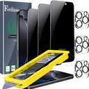 Ferilinso [Auto Dust Install] 3 Pack Privacy Screen Protector for iPhone 16 Pro Max with 9H+ Private Accessories-Camera Lens Protector, Tempered Glass Cover, Case Friendly, Sensitve Touch