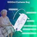 Urinary Drainage Leg Bags 1000ml Catheter Leg Bags with Anti-Reflux Valve and 2 Adjustable Elastic Cloth Straps, Easy Drainage Flip, 3 Pack