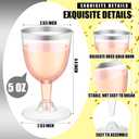 Thenshop 50 Pack 5 oz Plastic Champagne Flutes Clear Disposable Wine Glasses Cups with Stem Reusable Goblets Shatterproof Cocktail Cups for Mother's Day Wedding Party Holiday Dessert(Silver Rim)