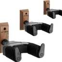 STRICH Guitar Wall Mount,Walnut Base Guitar Hanger,U-Shaped Guitar Wall Hanger Mount with Screws,Auto Lock Guitar Holder Hook Stand for Acoustic, Electric Guitar, Banjo, Bass(3-Pack)