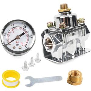Fuel Pressure Regulator Carburetor Parts with Fuel gauge Pressure Regulator 12-804 1-4 PSI 3/8in NPT (Silver)
